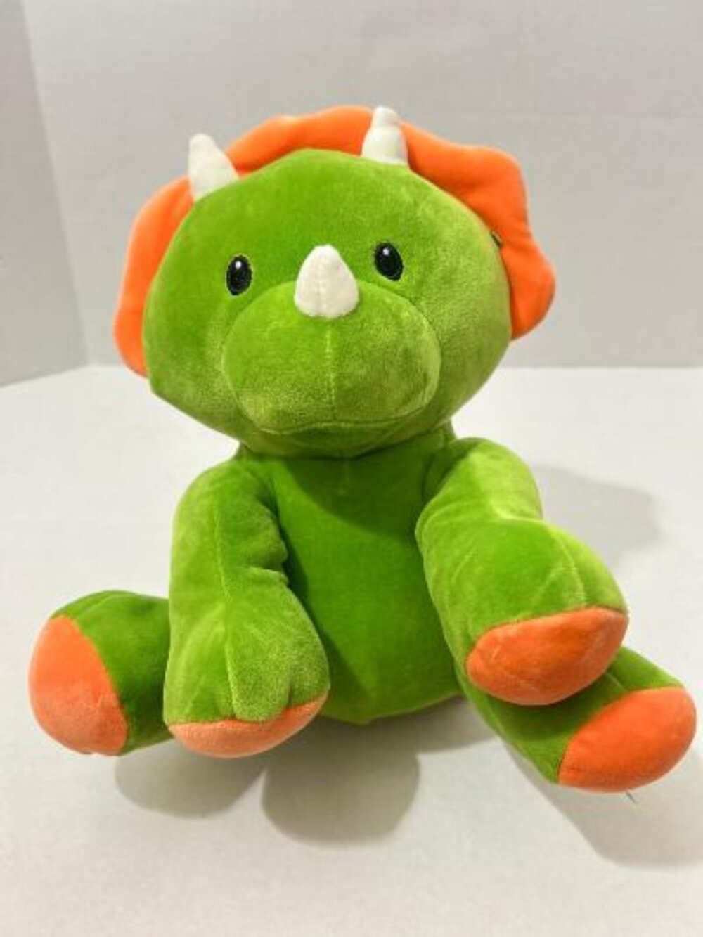 Wellobeez Triceratops Dinosaur Plush Stuffed Toy Clean Crew Antimicrobial, Green